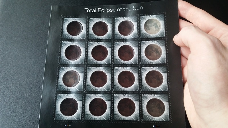 Total solar eclipse stamps